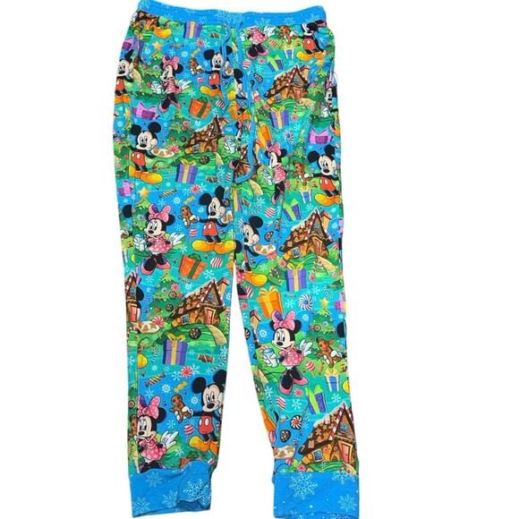 NWT Bamboo Joggers Disney Mickey & Minnie Christmas Gingerbread Sz Large STRETCH - Picture 7 of 10